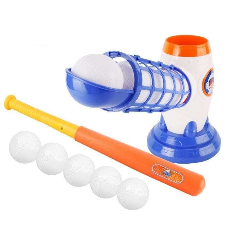 Joc de Baseball Interactiv cu Lansator de Mingi, Set de Antrenament cu Buton si Servire Automata, Plastic ABS, Include Bata de 59 cm si 5 Mingi, Multicolor