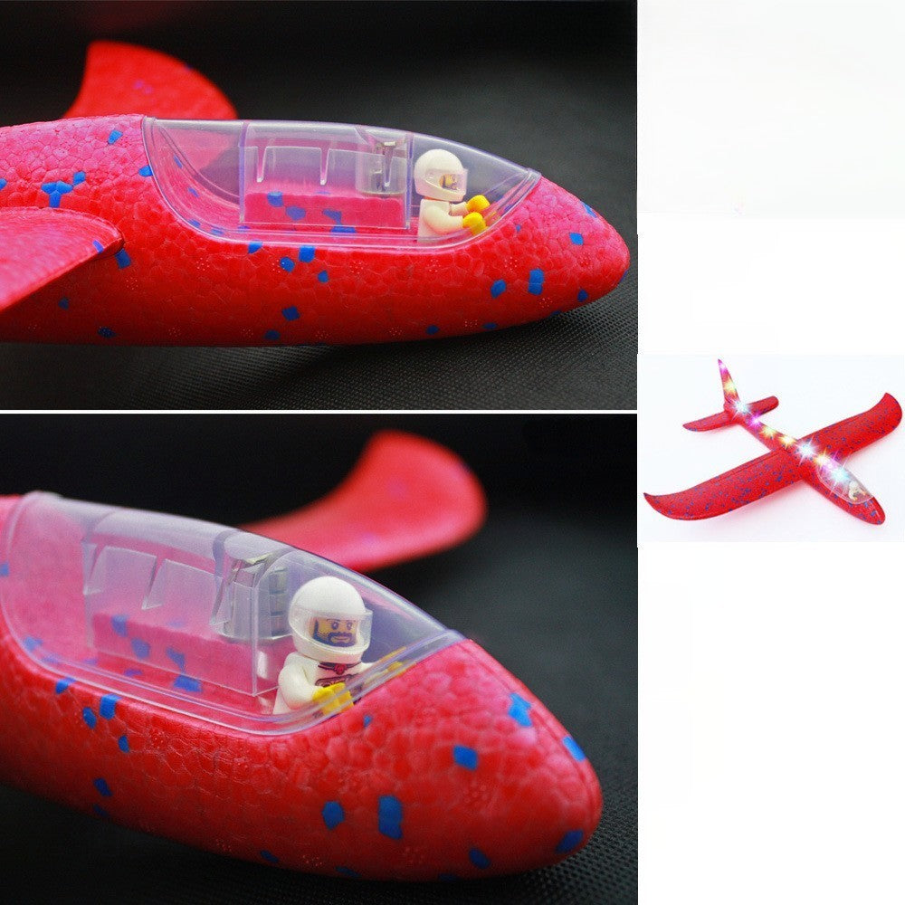Avion Planor Cu Pilot, Zbor Stabil Cu Lumini LED, Polistiren EPP, 47 cm, Rosu