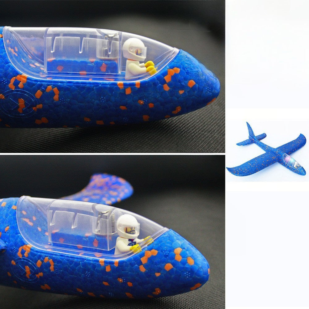Avion Planor cu Pilot, Zbor Stabil cu Lumini în Cabină, Polistiren, 47 cm, Albastru