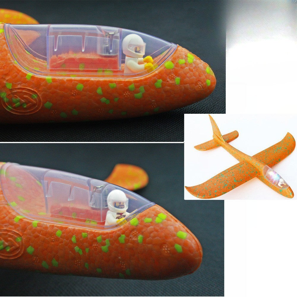 Avion Planor cu Pilot, Cu Lumini În Cabină, Polistiren, 47 cm, Portocaliu