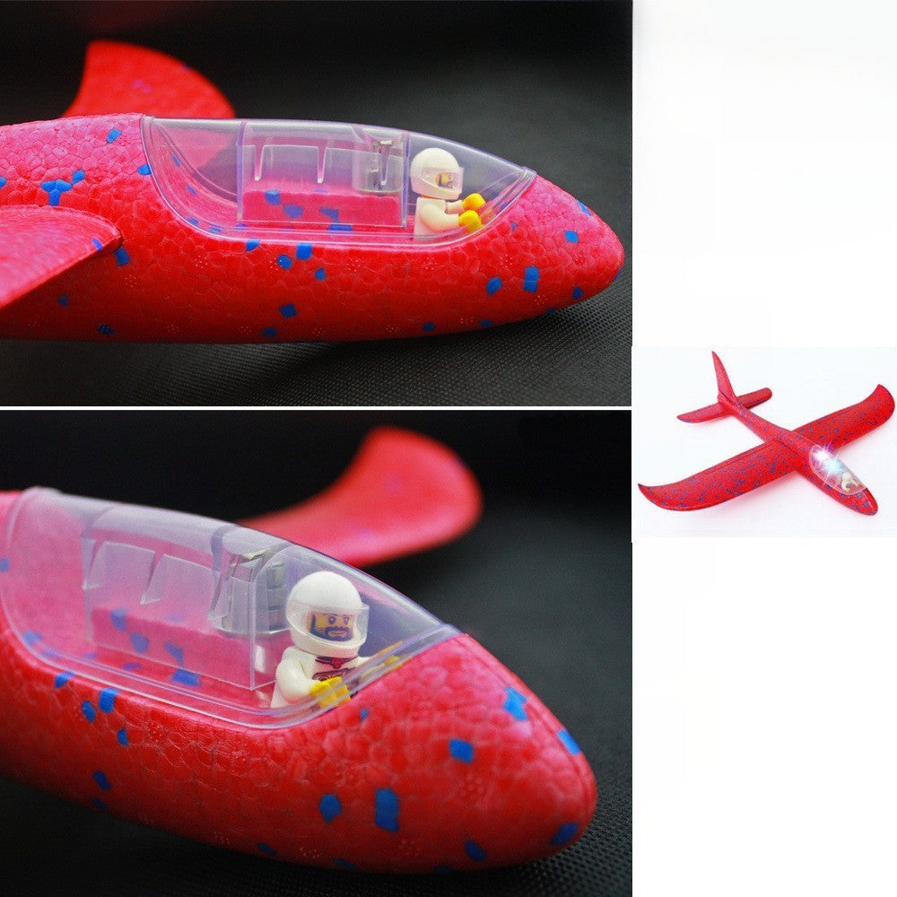 Avion Planor Cu Pilot, Zbor Stabil Cu Lumini În Cabină, Polistiren, 47 cm, Roșu