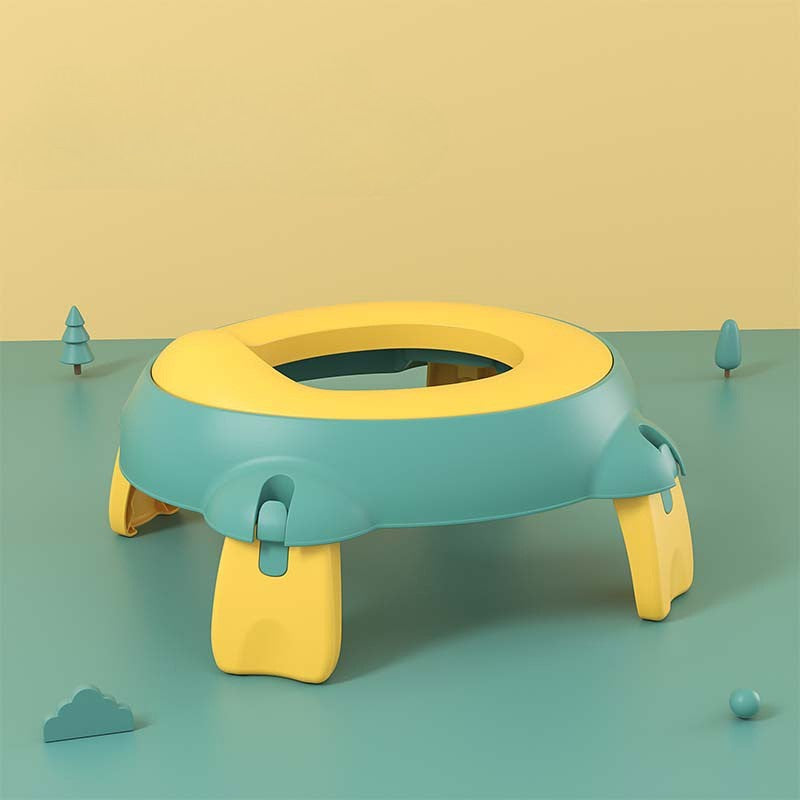 Olita Portabila pentru Copii si Calatorii, Design Pliabil si Ergonomic, Spuma PU Ecologica, 1-6 Ani, 34x32x17 cm, Verde/Galben