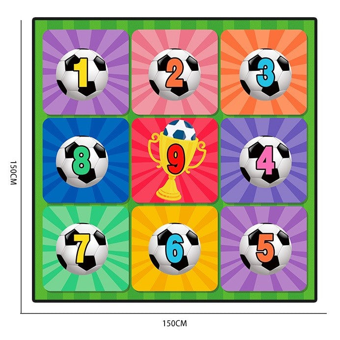 Set de Fotbal Recreativ pentru Copii, Joc de Precizie cu Minge cu Scai, Plansa Tip Tinta din Material Textil Flanel, Model Trofeu, 150 x 150 cm, Multicolor