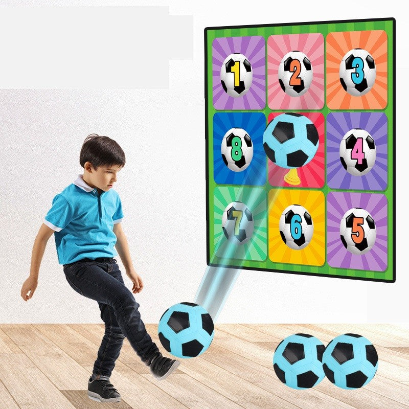 Set de Fotbal Recreativ pentru Copii, Joc de Precizie cu Minge cu Scai, Plansa Tip Tinta din Material Textil Flanel, Model Trofeu, 150 x 150 cm, Multicolor