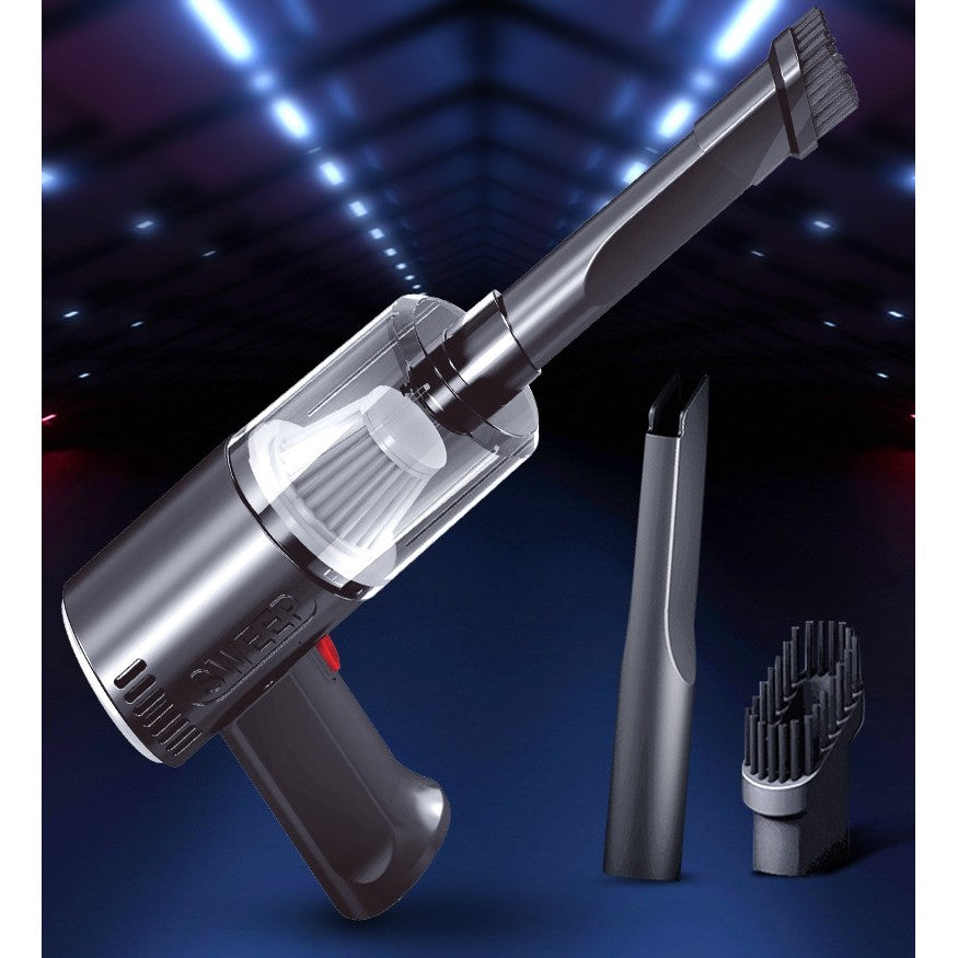 Aspirator Portabil Fara Fir Tip Pistol K7, Putere Aspirație 9000PA, Filtru HEPA, Incarcare USB, Baterie 1800mAh, Autonomie 30 Min, Negru
