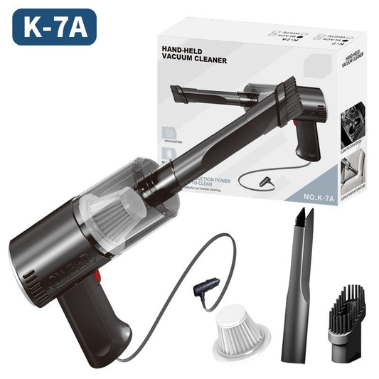 Aspirator Portabil Auto si de Casa K7A, Tip Pistol, Putere 9000PA, Filtru HEPA, Incarcare USB, 120W, Negru, 36 x 17 cm