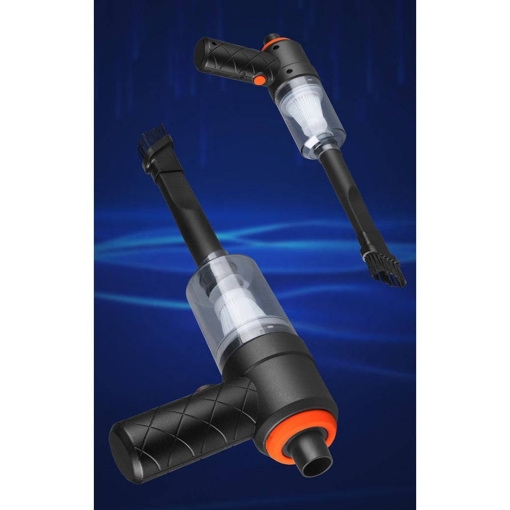 Aspirator Portabil fara Fir, Tip Pistol 2 in 1 cu Functie de Suflare si Aspirare, Putere 120W, 5500Pa, Acumulator 2000 mAh, Incarcare USB, Autonomie 30 min, Negru