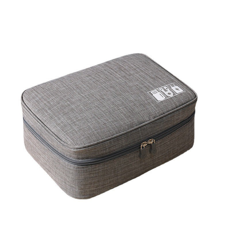 Geanta Organizatoare pentru Cabluri si Accesorii, Portabila si Impermeabila, Compartimentare Reglabila, Poliester, 24.5 x 18 x 10 cm, Gri