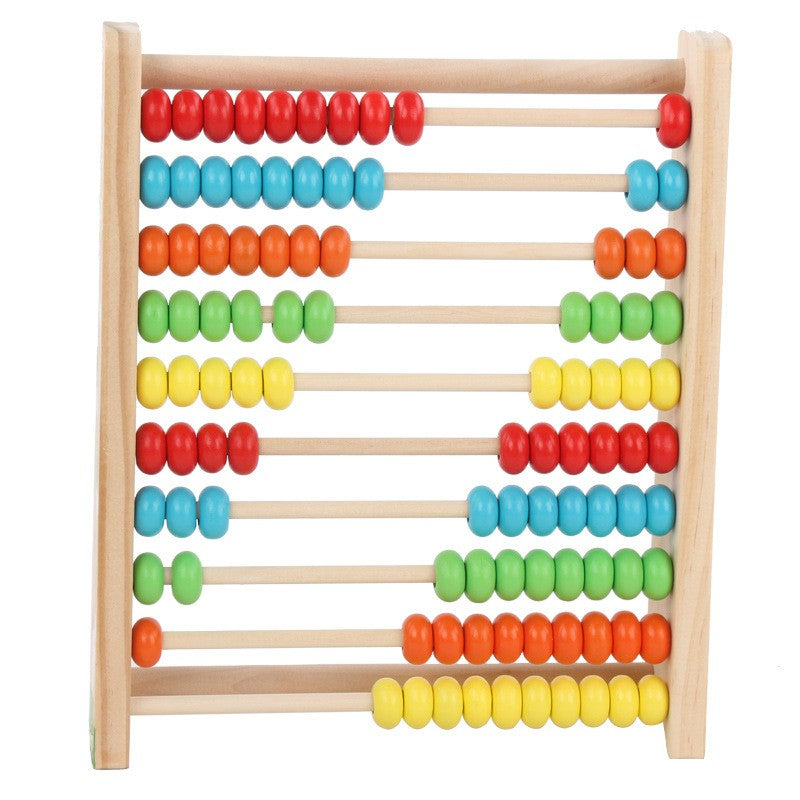 Numărătoare Educativă, Abac din Lemn cu Vopsea Ecologică, 10 Șiruri cu 10 Mărgele, Joc Matematic pentru Copii 4-6 Ani, 24.5 x 20.5 cm, Multicolor