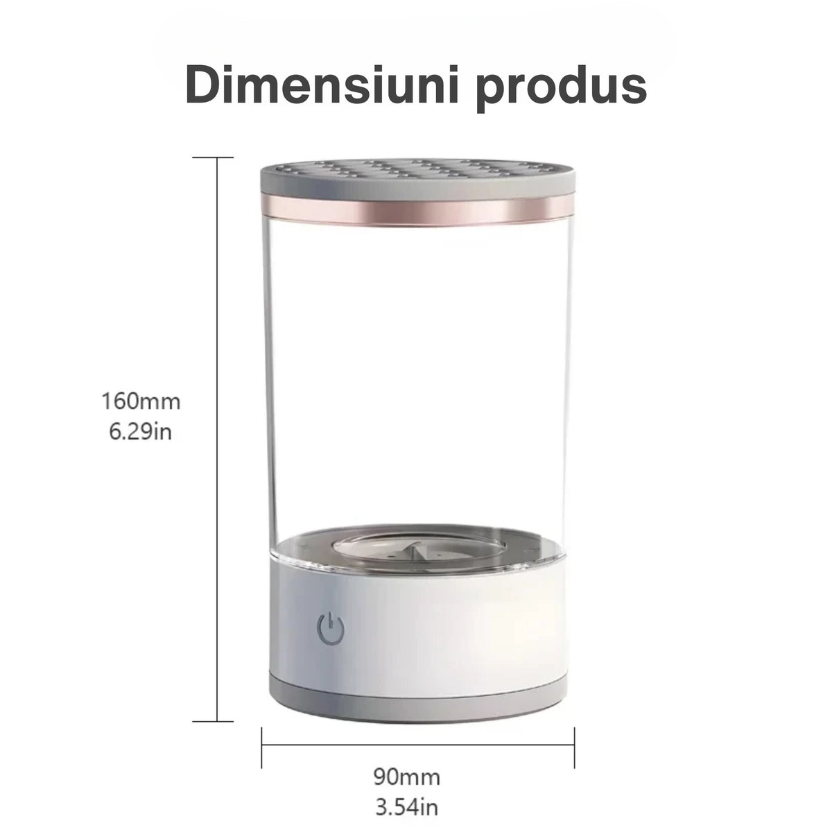 Dispozitiv Electric de Curatare Pensule Machiaj, Aparat Automat cu Vibratii Sonice si Motor 7000 RPM, Alimentare USB, Plastic Rezistent, Alb/Transparent, 9x9x16 cm