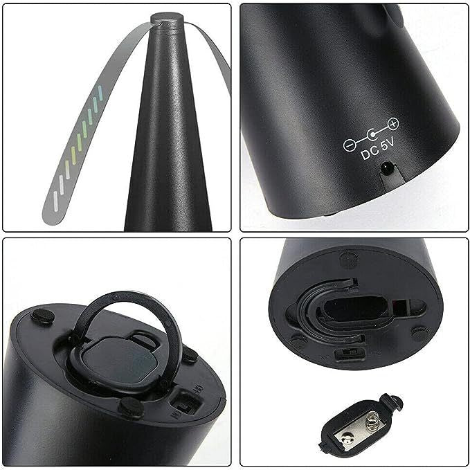 Ventilator Exterior Repelent pentru Muste si Tantari, Dispozitiv Anti-Insecte cu Palete Moi si Benzi Reflectorizante, Alimentare USB sau Baterii, 9 x 9 x 25 cm, Negru