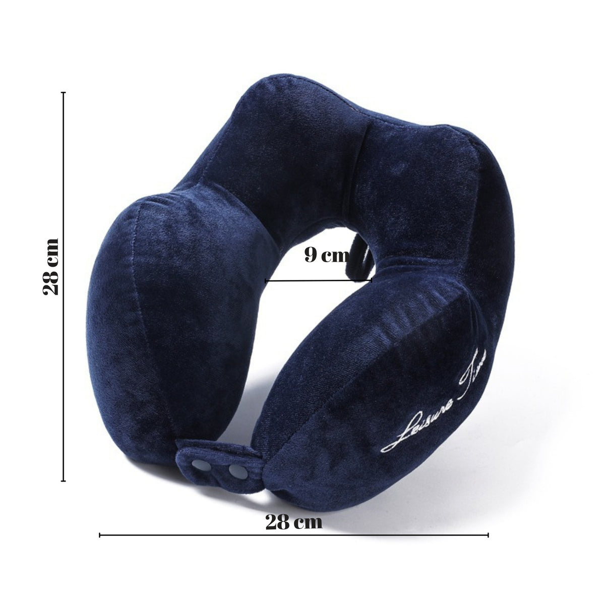 Perna Calatorie Pentru Gat si Voiaj, Design Ergonomic cu 4 Cocoase, Suport Ajustabil, Bumbac, Prindere cu Capse, 28 x 28 x 10 cm, Albastru