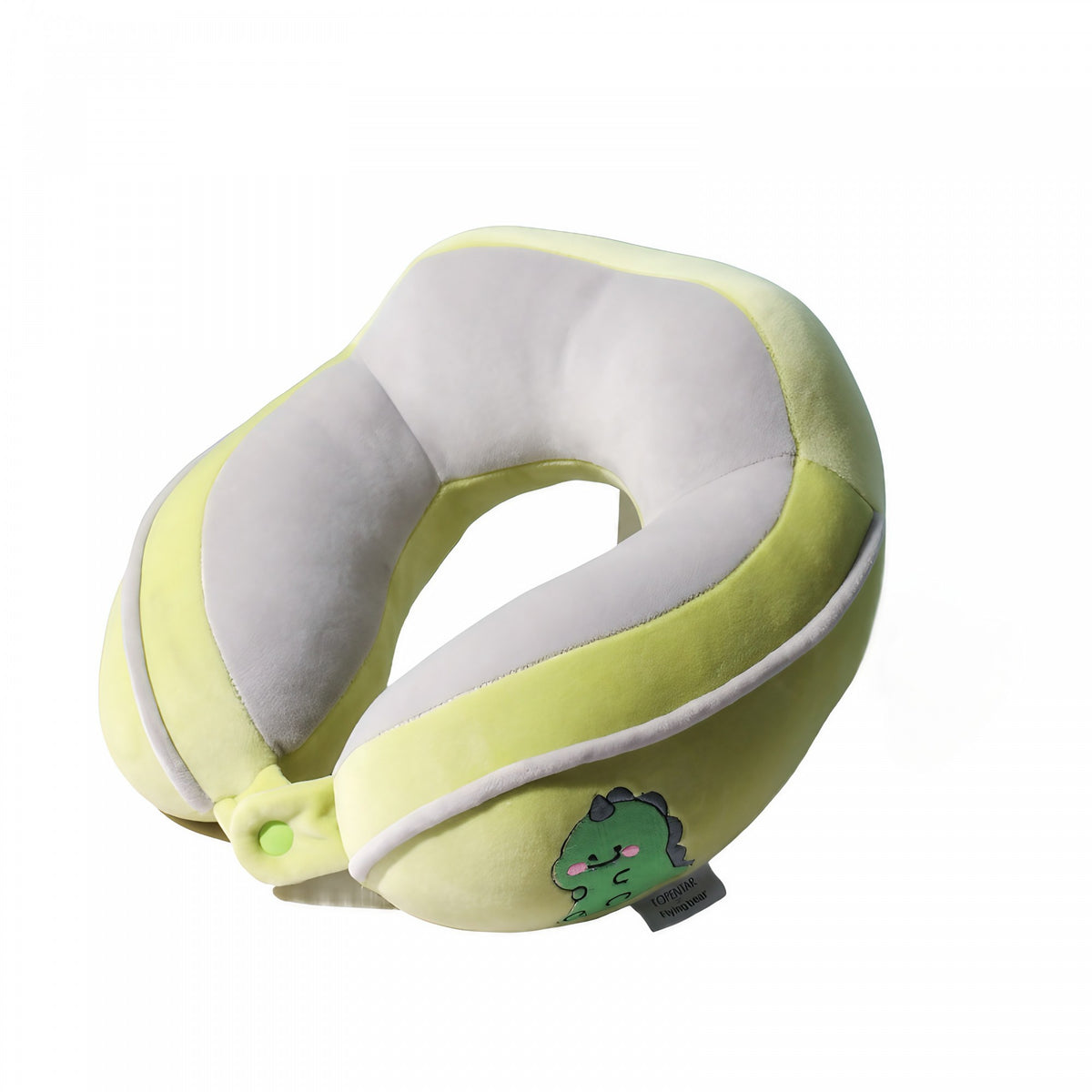 Perna de Calatorie pentru Gat si Cap, Suport Cervical cu Prindere prin Capsa, Umplutura Bumbac, Model Brodat Crocodil, Verde, 28x28x10 cm