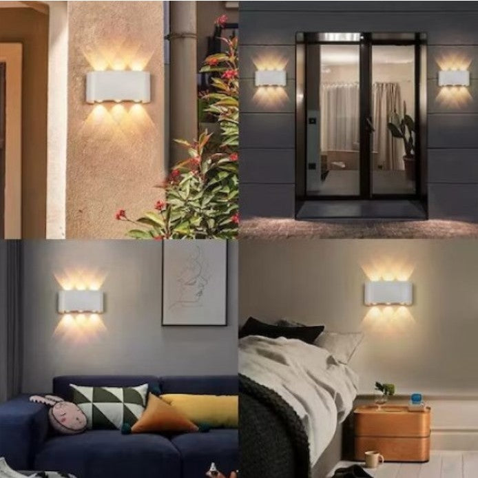 Aplica LED Perete Interior si Exterior, Protectie IP65 Rezistenta la Apa, Alimentare Solara 8 W, Lumina Calda, Corp Aluminiu, 22x8 cm, Alb