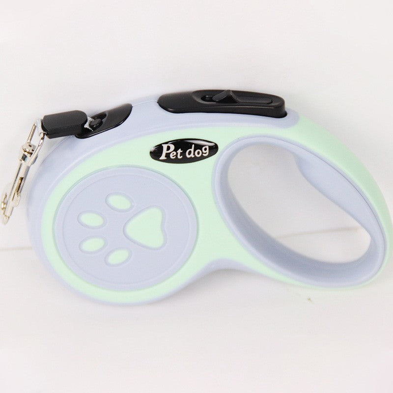 Lesa Automata Retractabila pentru Caini, Mecanism de Blocare, Nylon si Carcasa ABS Rezistenta, 5 m, Maxim 20 kg, Verde/Bleu, 8x12x4 cm