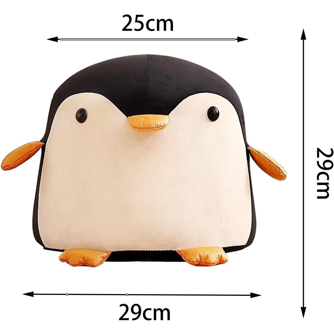 Taburet Pentru Copii In Forma De Pinguin, Scaunel Cu Perna Din Burete Elastica, Maner Transport, Cadru Lemn Masiv, Negru, 25 x 29 x 29 cm