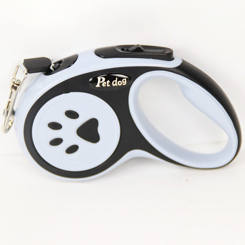 Lesa Automata Retractabila pentru Caini, Mecanism de Blocare si Control, Nylon si ABS Durabil, Lungime 3m, Capacitate 20 kg, 8x12x4 cm, Negru/Bleu