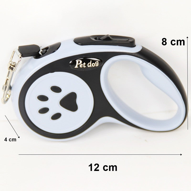 Lesa Automata Retractabila pentru Caini, Mecanism de Blocare si Control, Nylon si ABS Durabil, Lungime 3m, Capacitate 20 kg, 8x12x4 cm, Negru/Bleu