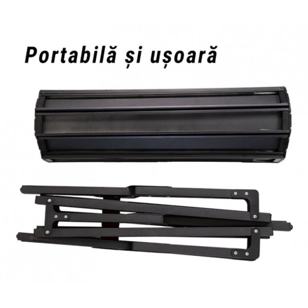Masa Camping Pliabila, Masa Portabila pentru Picnic si Exterior, Cadru Aluminiu cu 3 Perechi de Picioare, Blat PVC, 120x60x43 cm, Negru