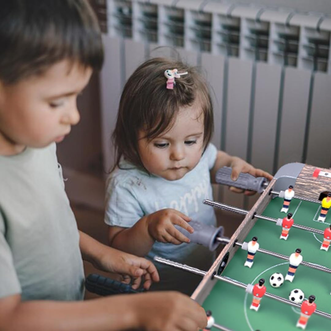 Masa de Fotbal cu Picioare pentru Copii si Adulti, Joc de Masa cu 18 Jucatori si 6 Manere, Lemn si Metal, 70 x 36 x 64 cm, Gri