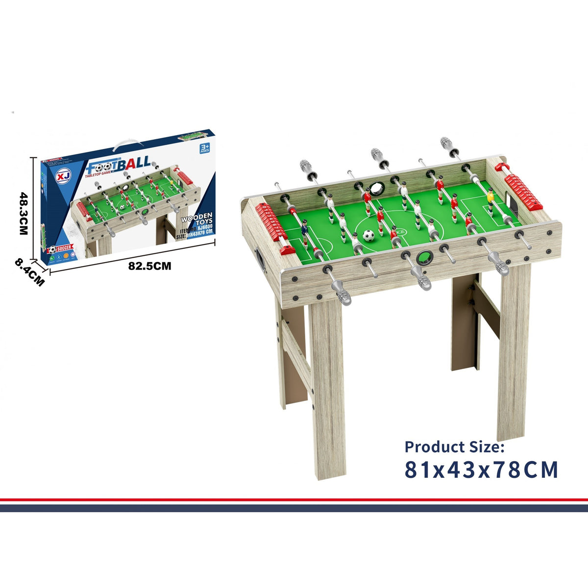 Masa de Fotbal cu Picioare pentru Copii si Adulti, Teren cu 18 Jucatori si 6 Manere, Tablou Scor, Metal si Lemn, 81 x 43 x 78 cm, Gri