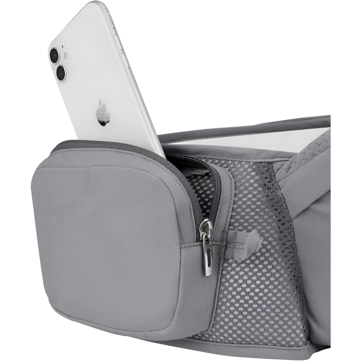 Marsupiu Ergonomic 3in1 pentru Bebelusi si Copii, Scaunel de Sold Pliabil cu Buzunare Laterale, Centura Reglabila, Material Textil, 0-36 Luni, Gri