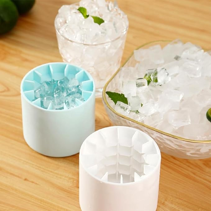 Forma de Gheata din Silicon cu Capac, Matrita Tip Frapiera pentru 60 Cuburi, Silicon Alimentar Fara BPA, 9x8.5x8 cm, Albastru