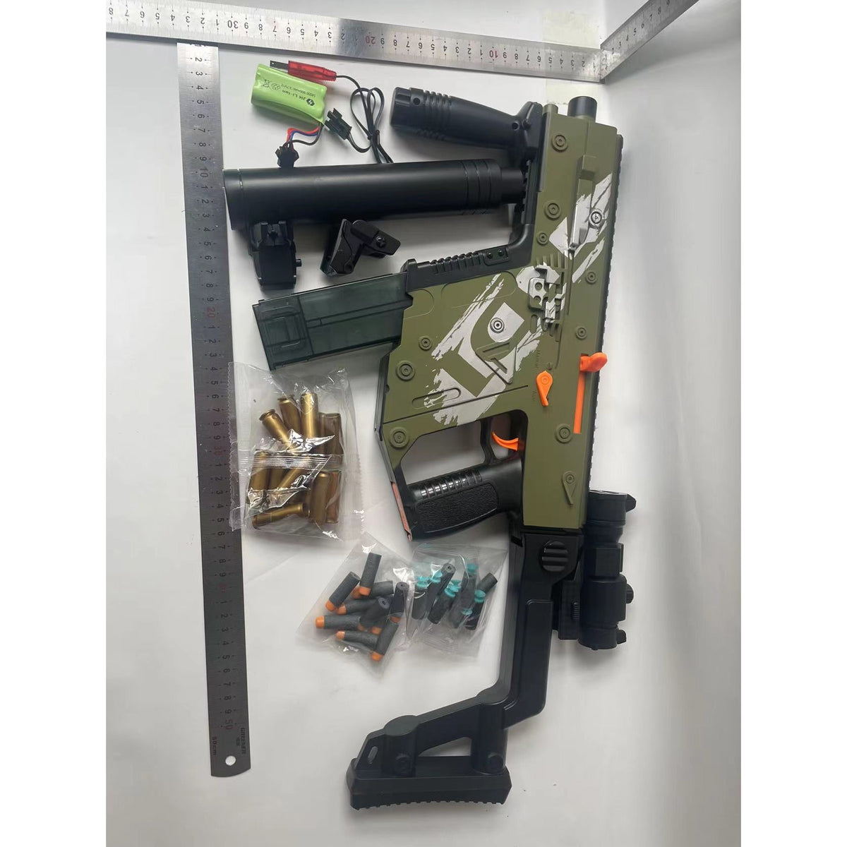 Pusca de Jucarie Victor Dagger, Model Ultrarealist cu Luneta si Incarcare Manuala, Plastic Rezistent, 80 cm, Include 20 Proiectile Spuma si 10 Cartuse, 8 ani+, Verde Mat