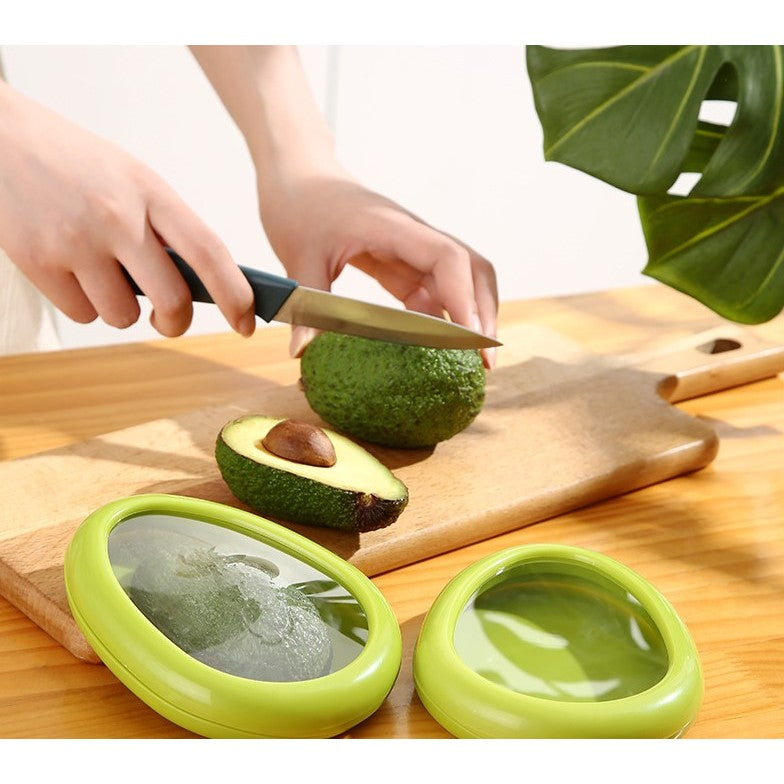 Set 4 Recipiente pentru Depozitarea Legumelor si Fructelor, Cutii Ermetice Anti-oxidare, Plastic ABS, Modele Ceapa, Rosii, Avocado si Lamaie, Multicolor