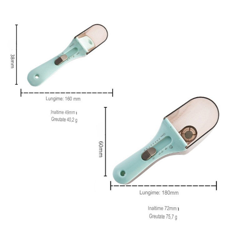 Set 2 Cupe de Masurat Reglabile pentru Bucatarie, Linguri Gradate pentru Ingrediente Lichide si Solide, Design Ergonomic, Plastic PP si Silicon, 5-130ml, Albastru