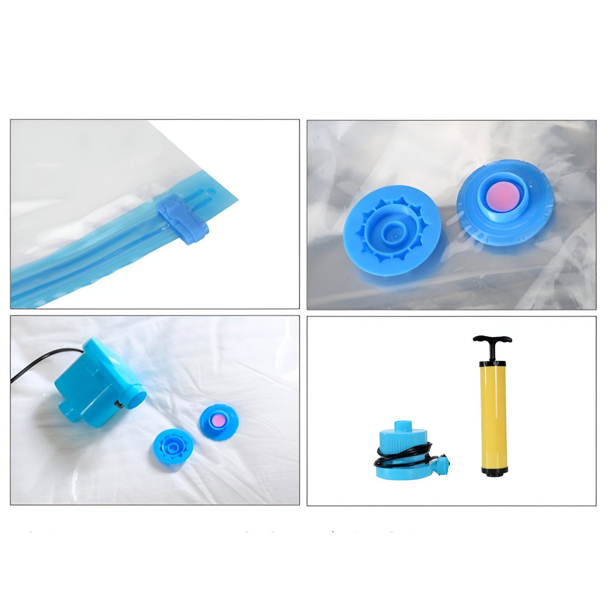 Set Saci de Vidat Haine si Lenjerie, Organizare si Depozitare, Protectie Anti-Umezeala, Reutilizabili cu Pompa Manuala Inclusa, Transparent, 3 Bucati, Dimensiuni 60x80cm, 70x100cm, 80x120cm