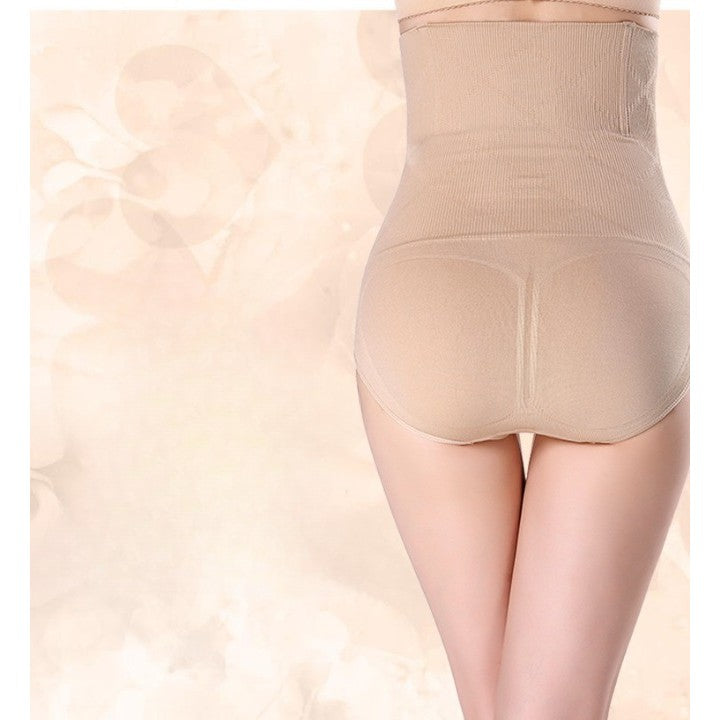 Lenjerie Modelatoare Postpartum, Chiloti cu Talie Inalta si Compresie Abdominala, Fara Cusaturi, Insertii Silicon, Nailon, Nude, M/L