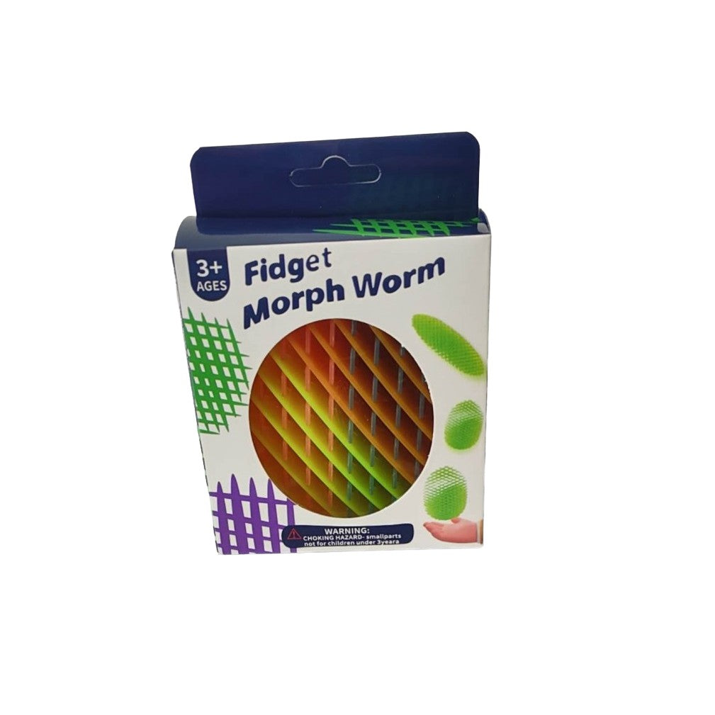 Jucarie Worm Fidget Anti Stres, Plasa Elastica Decompresie, Plastic, Multicolor, 10-24.5 cm