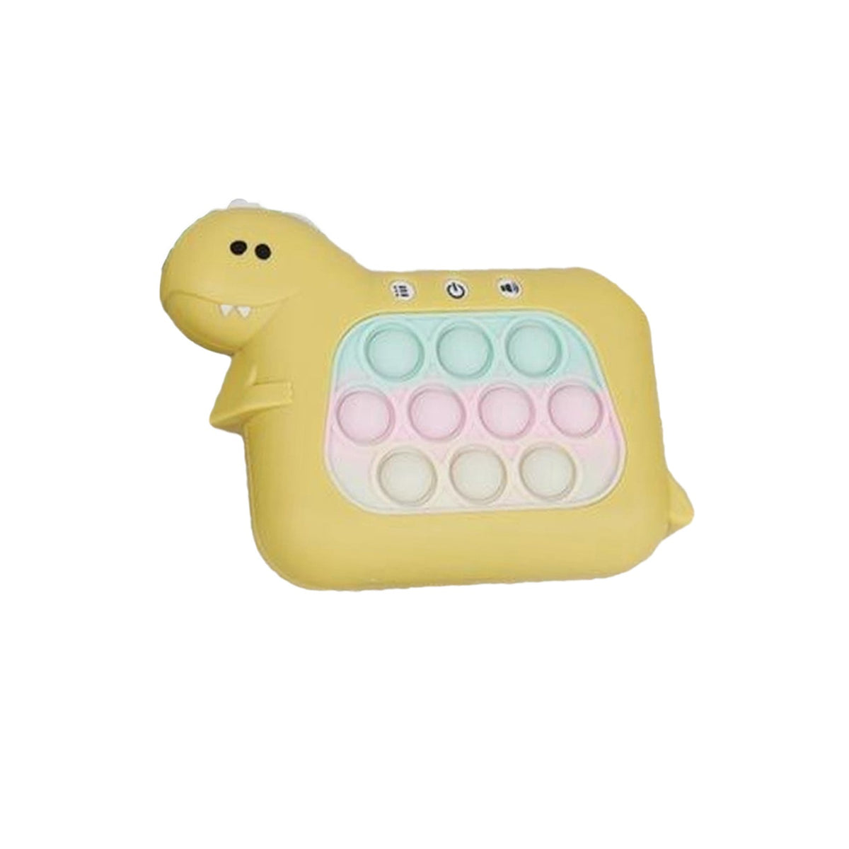 Jucarie Interactiva Pop It Whack A Mole, Consola Joc Anti-Stres cu 4 Moduri, Lumini si Muzica, ABS si Silicon, Model Dinozaur, +3 Ani, Galben