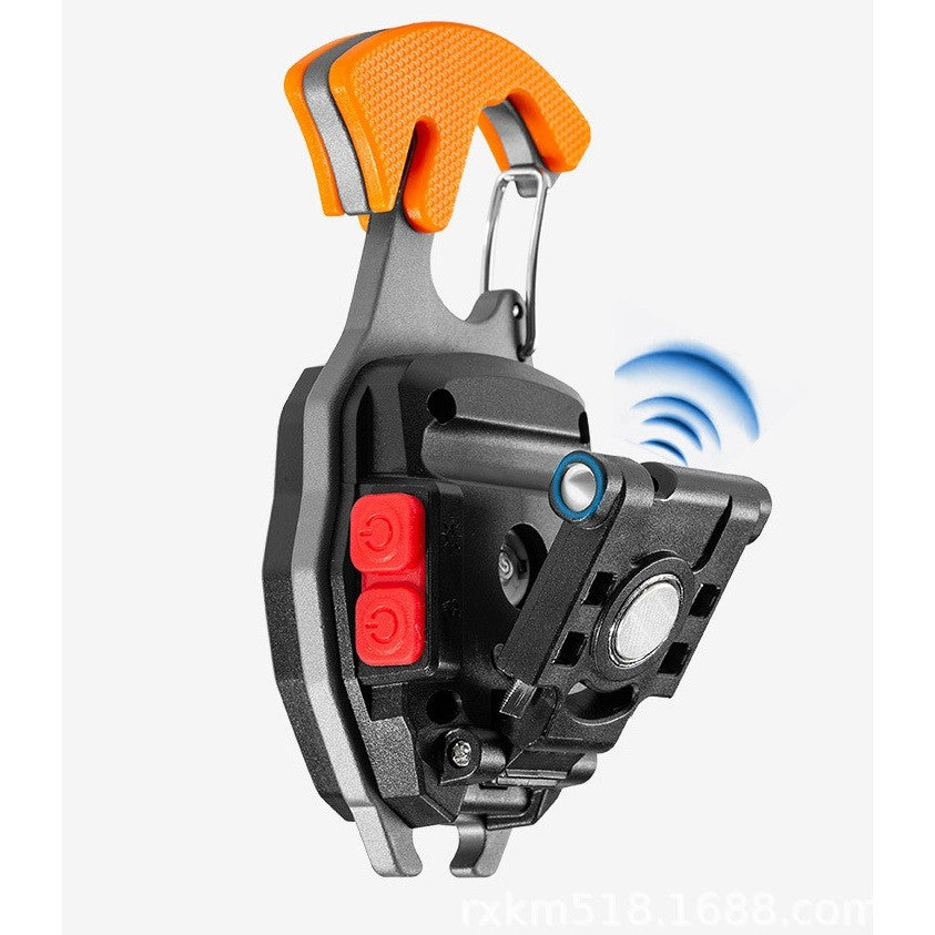 Breloc Multifunctional, Kit Supravietuire cu Lanterna LED COB 500 Lumeni, Bricheta, Fluier si Surubelnita, ABS si Aluminiu, Model W5147, Negru/Portocaliu
