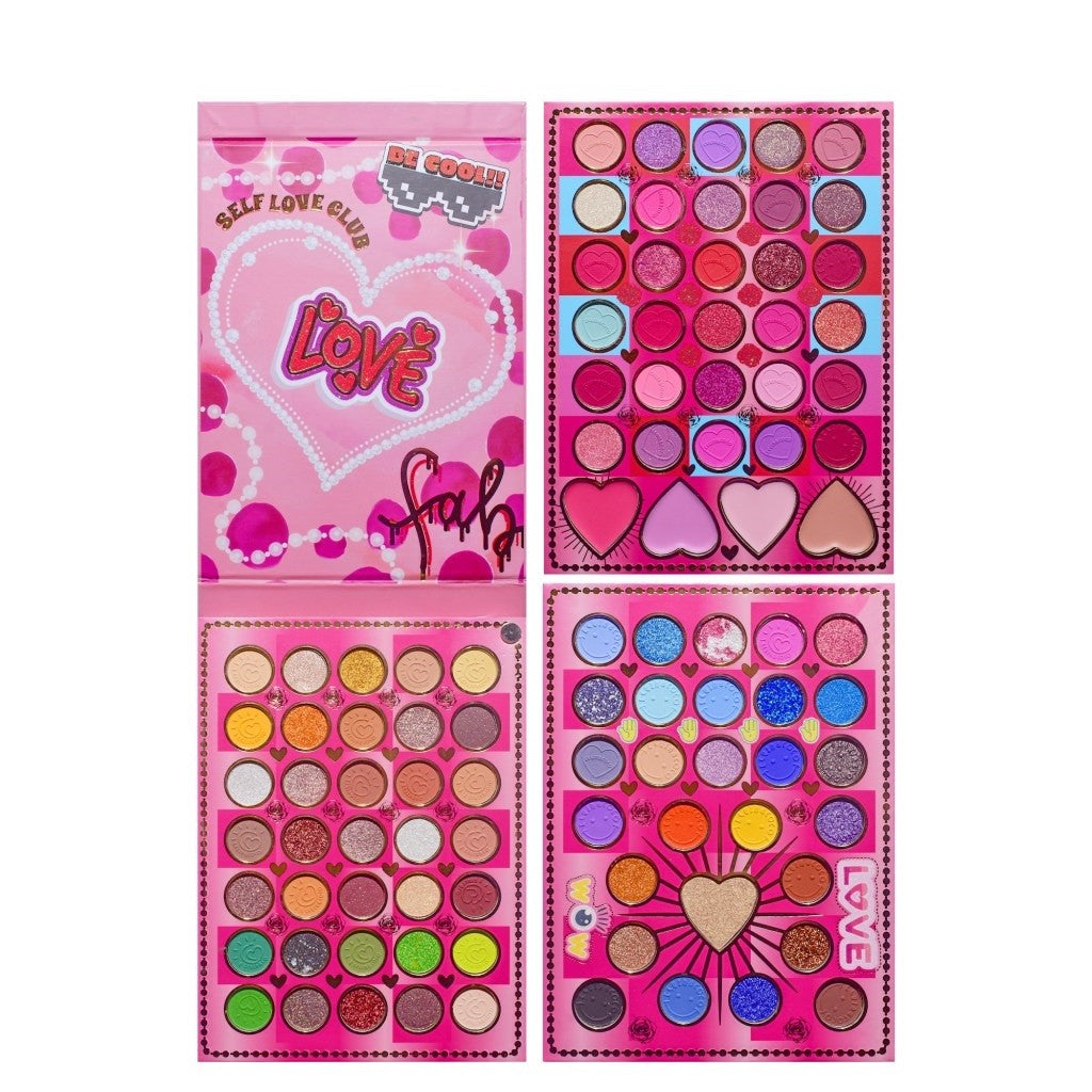 Trusa Machiaj Kevin & Coco Mean Girl Rose, Paleta Farduri Pleoape, Iluminator si Blush Cremos, 97 Culori Mate si Sidefate, Ambalaj Tip Cadou, 21 x 15.7 x 2.4 cm
