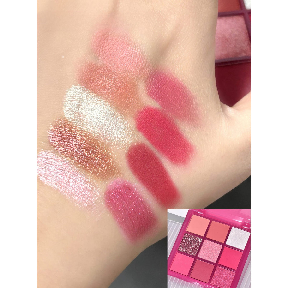 Kevin & Coco Set Machiaj Pink Hearted, Paleta 9 Farduri de Ochi Mate si Sidefate, Ruj Lichid Gloss si Ruj Tip Creion, Roz, 3 Piese, 15.5 x 13 x 3.4 cm