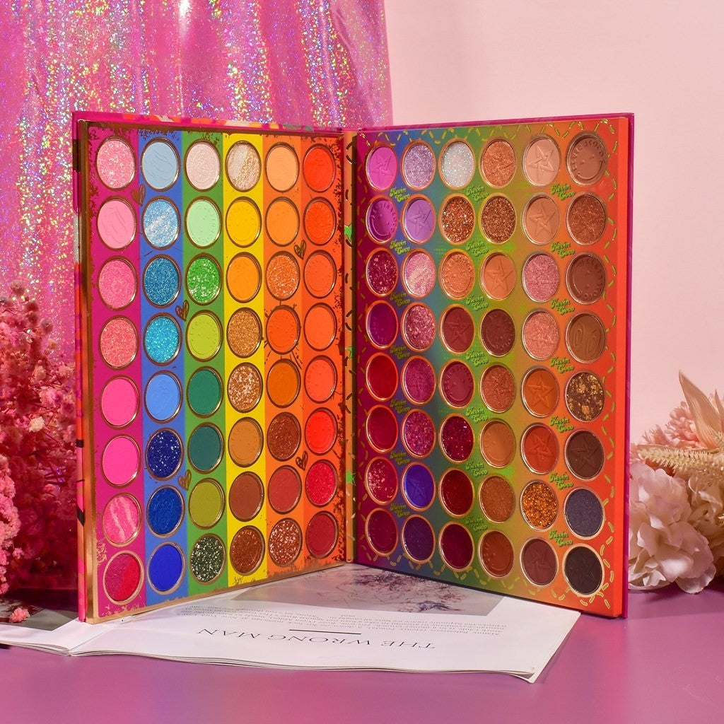 Kevin & Coco Paleta Machiaj Modern Girl, Fard de Pleoape Profesional, 96 Culori Mate Sidefate si Glitter, Pigment Intens, Cruelty Free, 18.5 x 24 cm