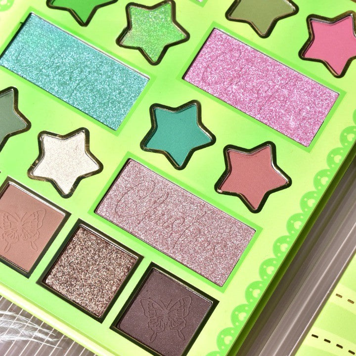Kevin&Coco Paletă Machiaj Green Girl, Fard de Pleoape și Blush, Pigment Intens, 20 Culori, Verde