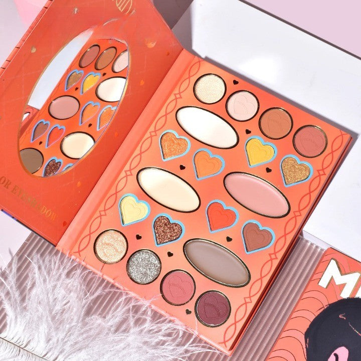 Kevin&Coco Paletă Machiaj Orange Girl, 20 Culori Fard de Pleoape și Blush, Pigmentată, Portocaliu, 1 Bucatǎ