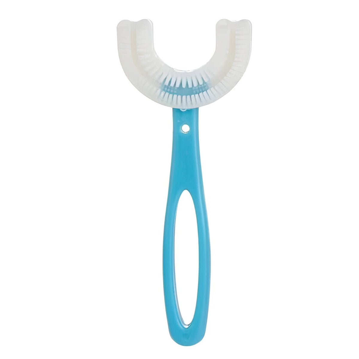 Periuta de Dinti pentru Copii in Forma de U, Curatare 360 Grade si Masaj Gingi, Silicon Moale, Varsta 6-12 Ani, Model Inima, Albastru