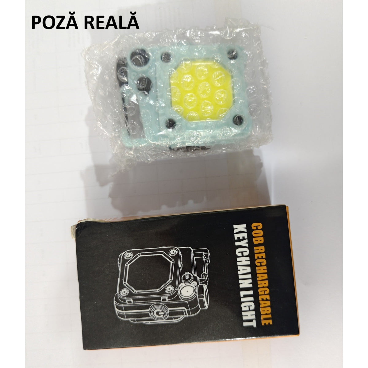 Lanterna Mini Elvis Tip Breloc, Tehnologie COB LED si Magnet, Reincarcabila USB-C, Multifunctionala pentru Camping, Material ABS, 6.1 x 5 x 2.5 cm, Albastru