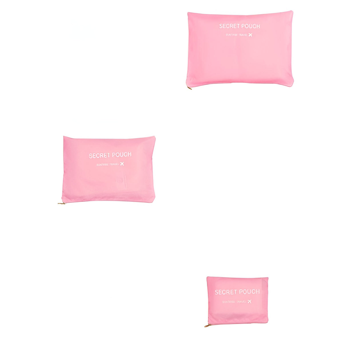 Set Organizatoare Bagaj Pentru Călătorie, Genți Depozitare Impermeabile cu Plasă și Fermoar, Material Nailon Pliabil, Set 6 Piese, Roz