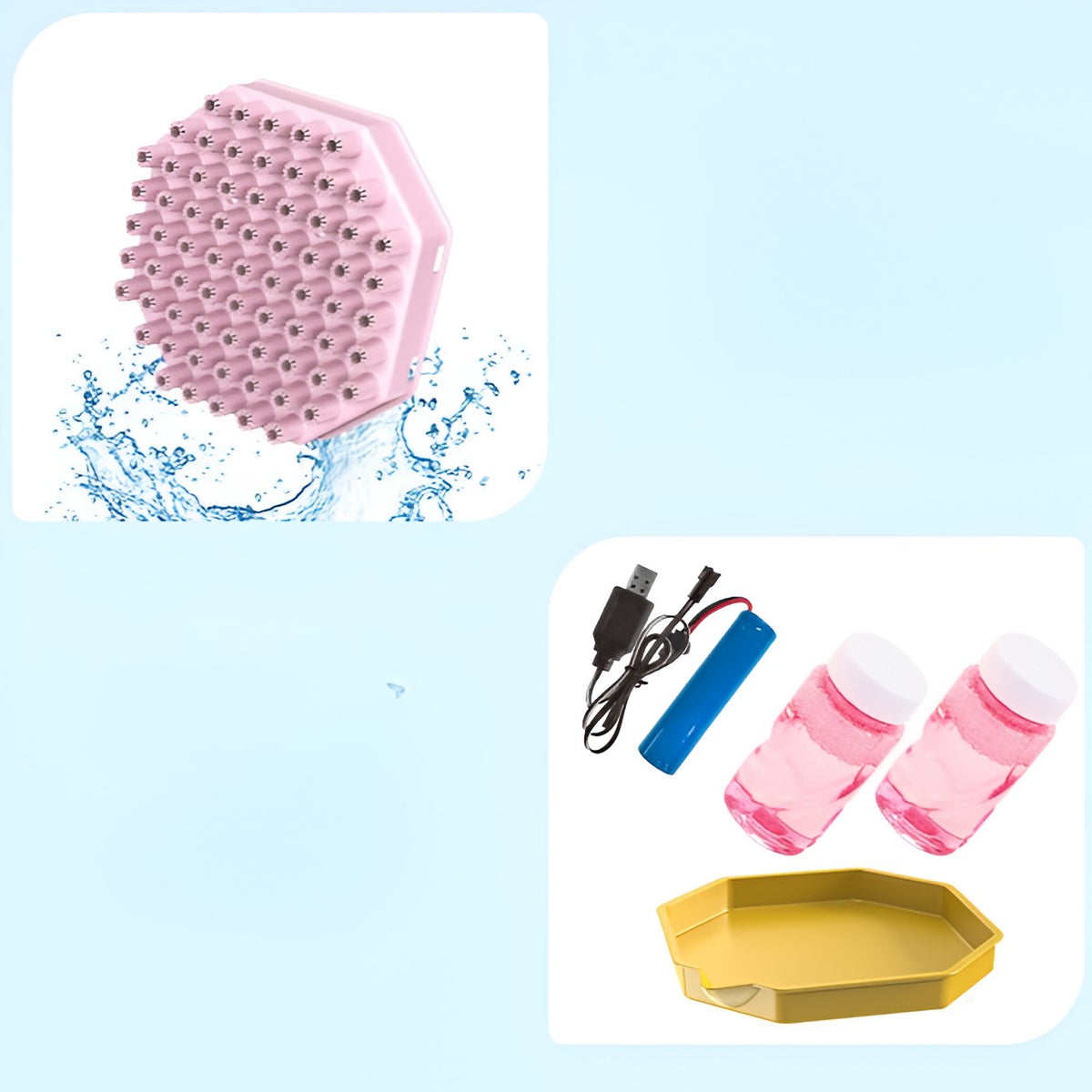 Pistol Pentru Baloane De Săpun, 69 Găuri Cu Lumini Colorate, Set Cu Lichid Și Baterie Li, Plastic, 24x14x24 cm, Roz