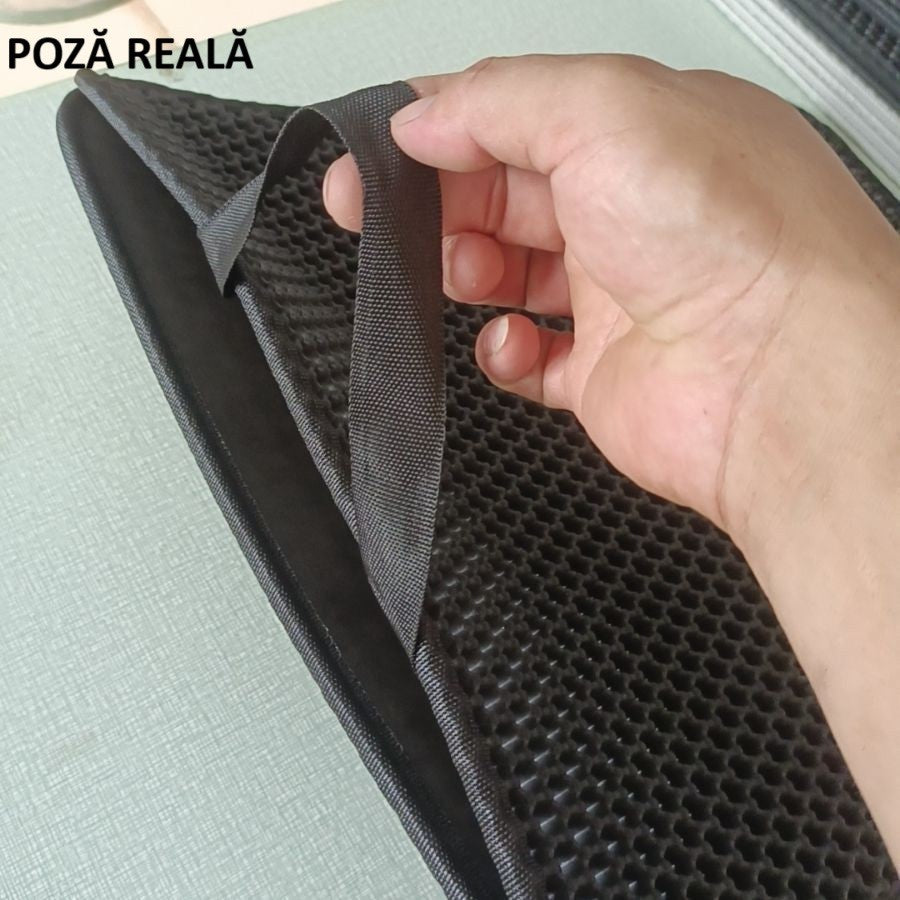 Covoraș Pentru Litieră Pisici, Colectare Nisip Cu Două Straturi Tip Fagure, Rezistent La Apă Și Urină, Antiderapant, Material EVA Fără BPA, 40x50 cm, Negru