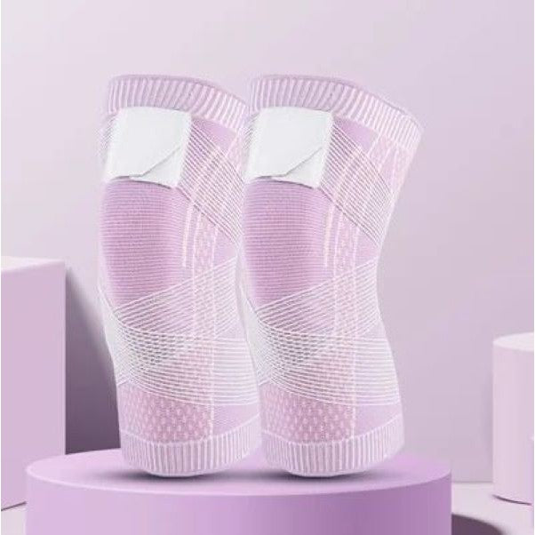 Orteza Elastica pentru Genunchi, Centura de Compresie Ajustabila cu Bretele, Material Tricotat 3D Respirabil, Protectie Menisc, Marime XL, Roz