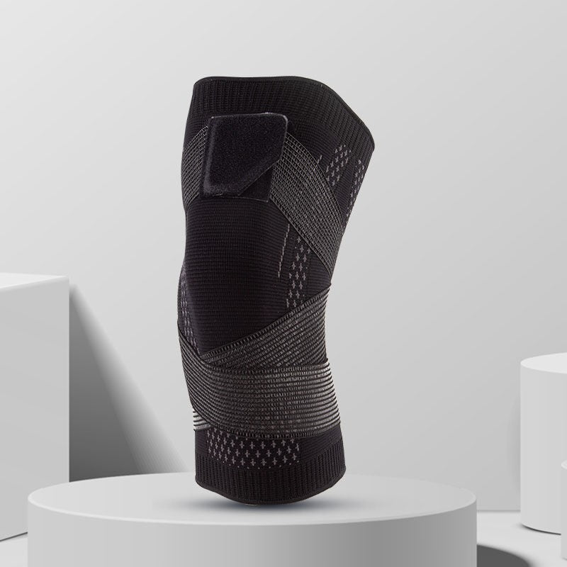 Orteza Elastica pentru Genunchi, Genunchiera de Compresie cu Bretele Ajustabile si Protectie Menisc, Material Tricotat 3D Respirabil, Marime XL, Negru