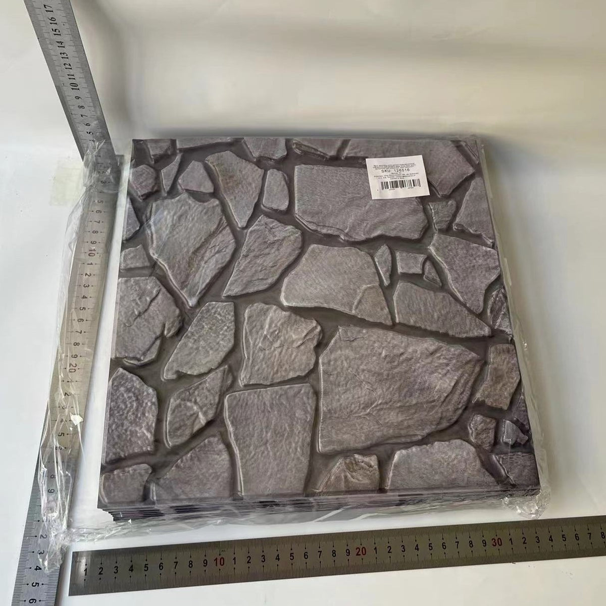Set Tapet Autocolant 3D, Placi Autoadezive cu Imitatie Piatra Culturala, Panouri de Perete Impermeabile, Rezistente la Apa, PVC, 30x30 cm, Gri, 10 Bucati