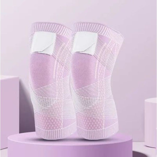 Orteza Genunchi Elastica cu Bretele de Compresie, Suport Articulatii si Menisc, Material Tricotat 3D Respirabil, Marime S, Roz