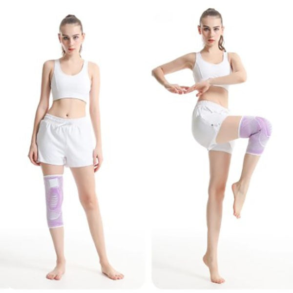 Orteza Elastica pentru Genunchi, Protectie cu Bretele Ajustabile si Compresie Dubla, Material Tricotat 3D Respirabil, Marime M, Roz